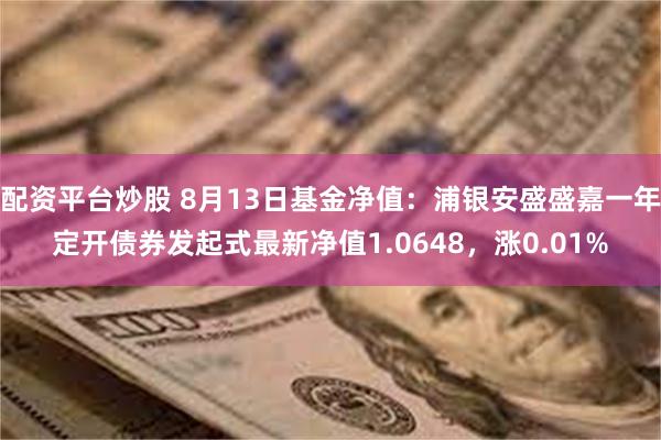 配资平台炒股 8月13日基金净值：浦银安盛盛嘉一年定开债券发起式最新净值1.0648，涨0.01%