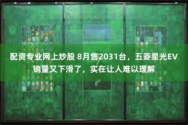 配资专业网上炒股 8月售2031台，五菱星光EV销量又下滑了，实在让人难以理解